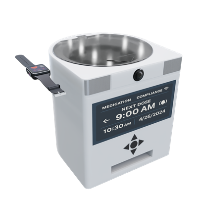 Sure-I-Tell Safe Meds smart dispenser and companion smartwatch